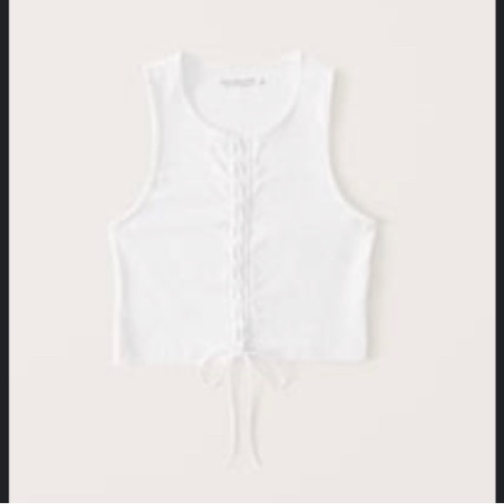 NWT Abercrombie & Fitch Soft A&F Collection White Lace-Up Seamless Scuba Tank S